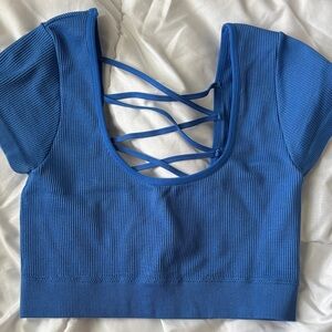 Aerie Blue Ribbed Crop Top